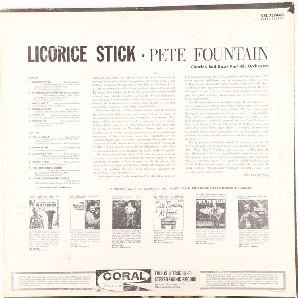 Pete Fountain – Licorice Stick - 1964 Stereo - Dixieland 12" Vinyl LP CRL 757460 - Picture 3 of 11